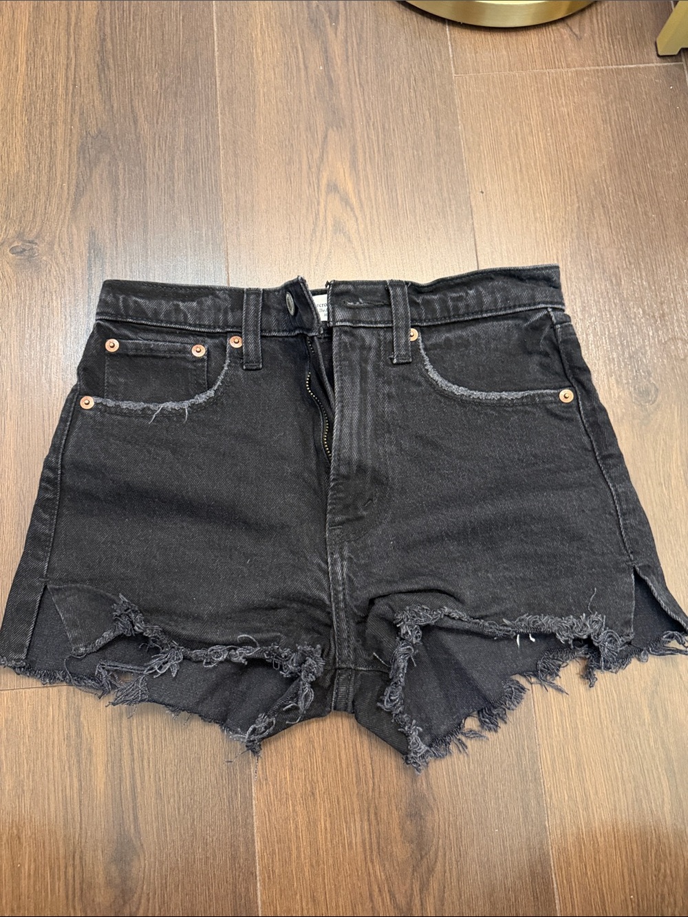 Abercrombie & Fitch Black Distressed High-Rise Denim Shorts